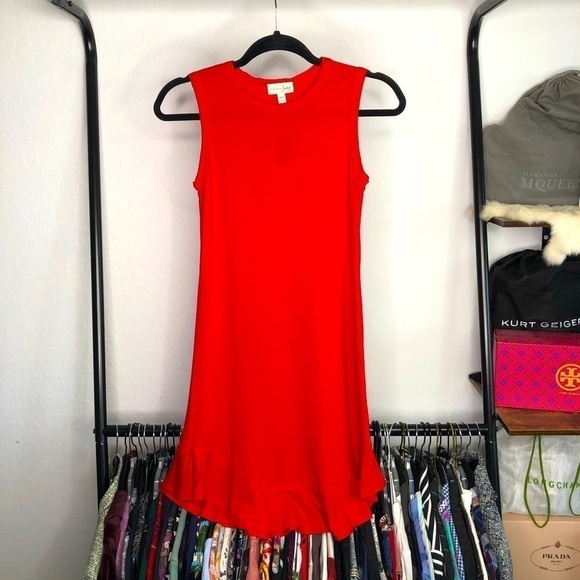 Maison Jules Red Ruffle Sleeveless Dress - Picture 1 of 6